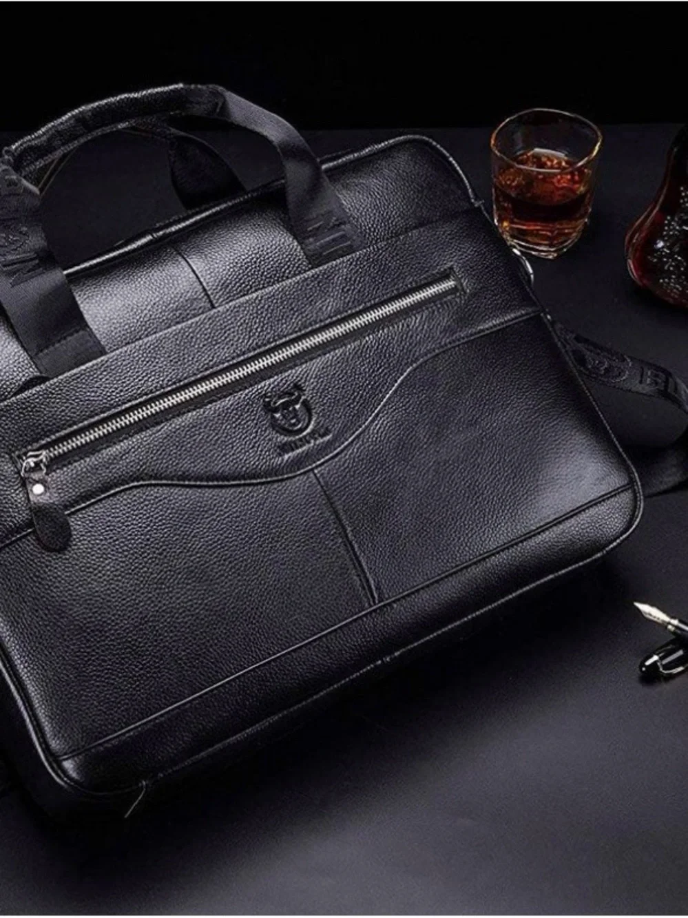 BULLCAPTAIN Laptop for Men Briefcase Bag Leather - MISSING SHOULDER STRAP